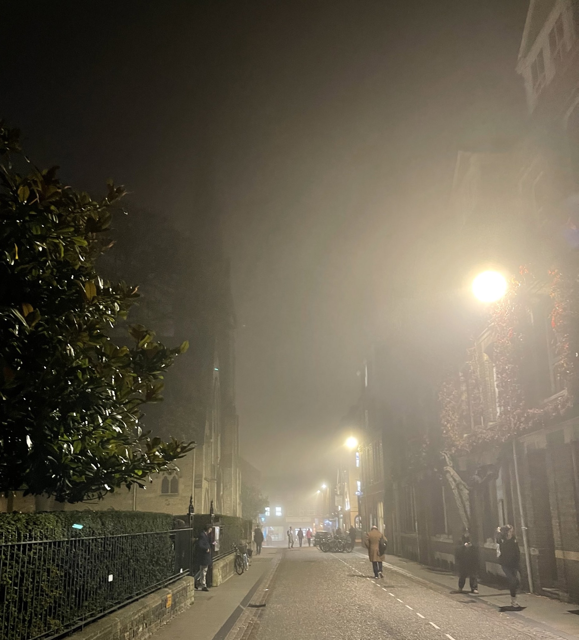 New Inn Hall St in the fog